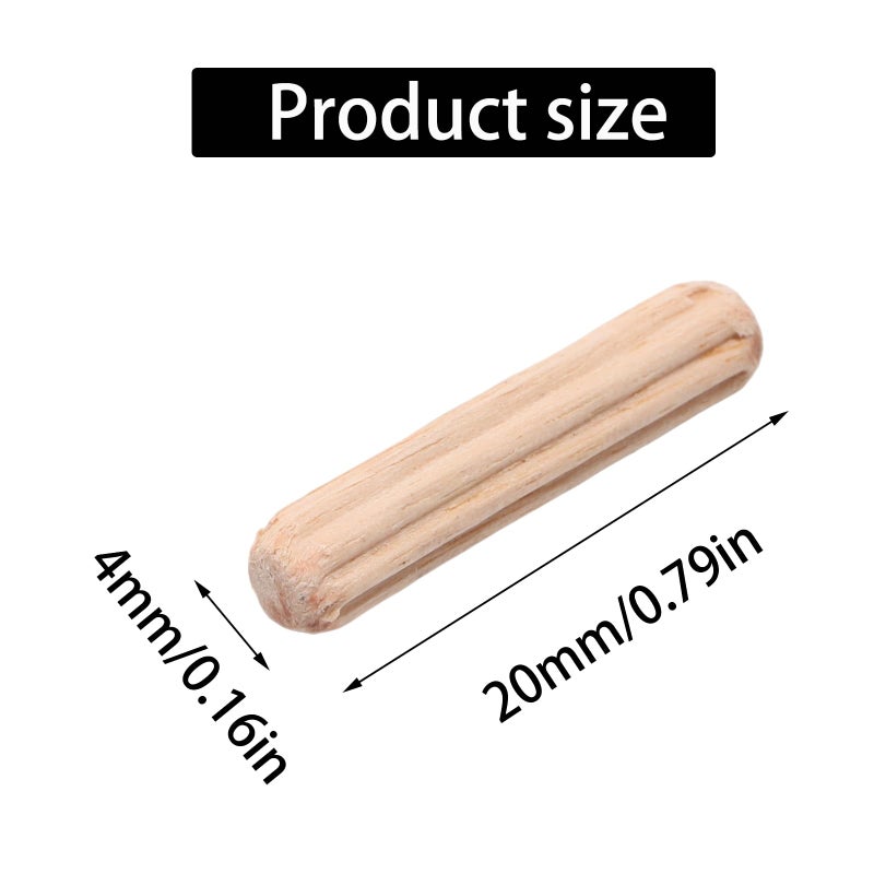 Adyoney 48Pcs 4mm x 20mm / 5/32 Inch x 0.79 Inch Wooden Dowel Pin Fluted Beveled Ends Wooden Pegs Support Shelves - Image 2